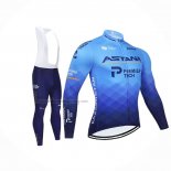 2021 Cycling Jersey Astana Blue Long Sleeve And Bib Short