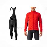 2022 Cycling Jersey Castelli Red Long Sleeve And Bib Short