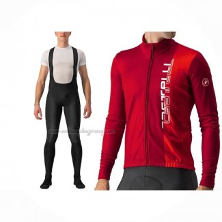 2023 Cycling Jersey Castelli Red Long Sleeve And Bib Short