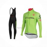 2017 Cycling Jersey Cannondale Green Long Sleeve And Bib Short