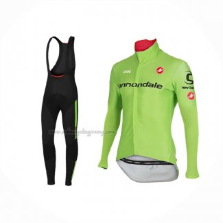 2017 Cycling Jersey Cannondale Green Long Sleeve And Bib Short