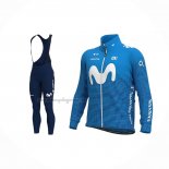 2021 Cycling Jersey Movistar Blue Long Sleeve And Bib Short