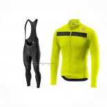 2024 Cycling Jersey Castelli Green Long Sleeve And Bib Short