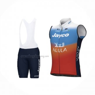 2024 Wind Vest Jayco AlUla Red Blue And Bib Short