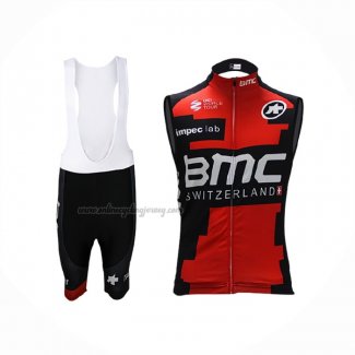 2017 Wind Vest BMC Red Black And Bib Short