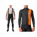 2023 Cycling Jersey Castelli Orange Long Sleeve And Bib Short