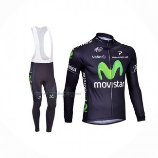 2013 Cycling Jersey Movistar Black Long Sleeve And Bib Short