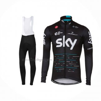 2017 Cycling Jersey Sky Black Long Sleeve And Bib Short