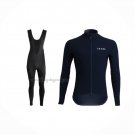 2019 Cycling Jersey Lecol Blue Long Sleeve And Bib Short