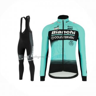 2018 Cycling Jersey Bianchi Blue Long Sleeve And Bib Short