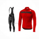 2024 Cycling Jersey Castelli Red Long Sleeve And Bib Short