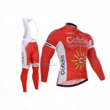 2015 Cycling Jersey Cofidis Red Long Sleeve And Bib Short