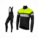 2019 Cycling Jersey Nalini Warm 2.0 Black Green Long Sleeve And Bib Short