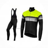 2019 Cycling Jersey Nalini Warm 2.0 Black Green Long Sleeve And Bib Short