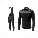 2024 Cycling Jersey Castelli Black Long Sleeve And Bib Short