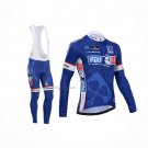 2014 Cycling Jersey FDJ Blue Long Sleeve And Bib Short