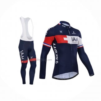 2015 Cycling Jersey IAM Blue Long Sleeve And Bib Short