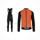 2021 Cycling Jersey Assos Orange Long Sleeve And Bib Short